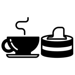 pancake with brew glyph and line vector illustration