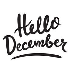 Hello December inscription. Handwriting text banner Hello December. Hand drawn vector art.