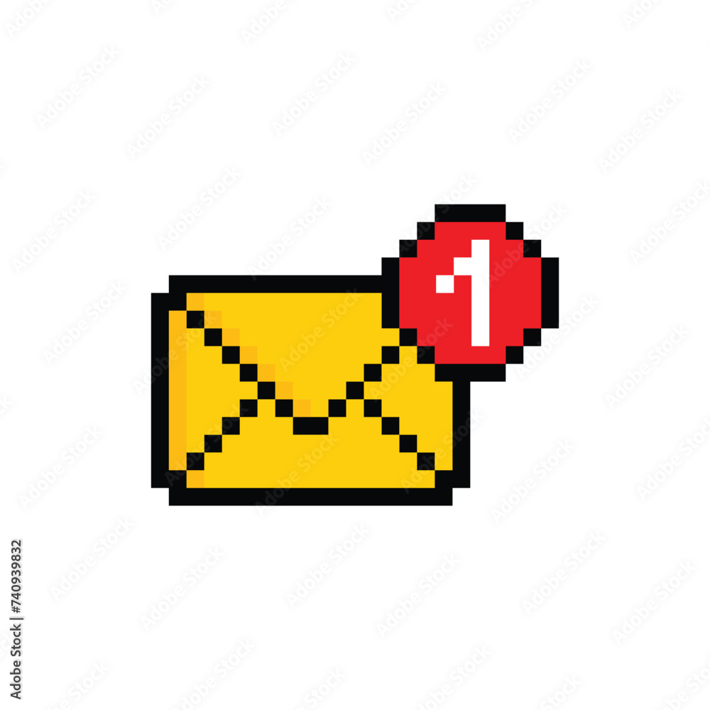 Poster pixel mail 8 bit icon envelope icon vector pixel