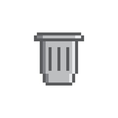 Trash bin icon 8 bit, pixel art  garbage icon  for game  logo.