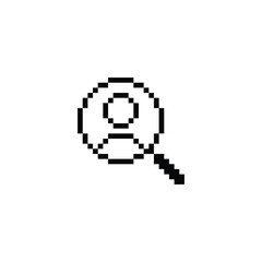 Fototapeta premium find people icon 8 bit, pixel art Human search icon for game logo.