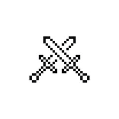 Fototapeta premium two swords pixel art icon vector 8 bit sword game company logo template 