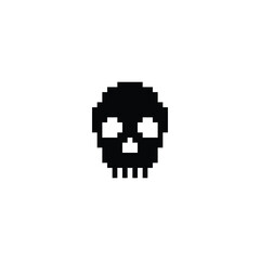 Obraz premium Skull icon 8 bit, pixel pirate icon for game logo.