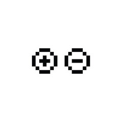 plus minus icon 8 bit, pixel art  plus minus icon  for game  logo.