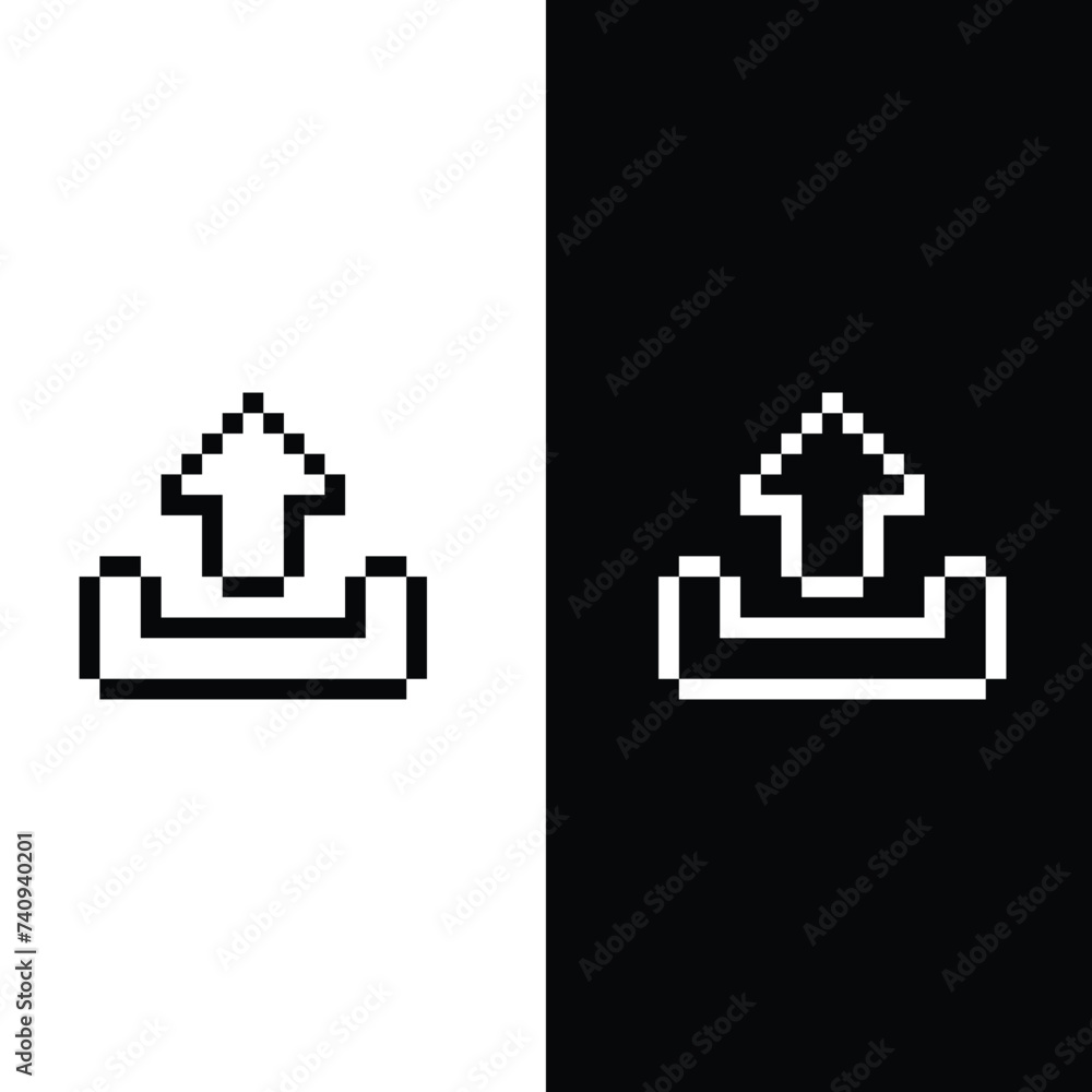 Poster upload pixel art icon vector 8 bit game sign