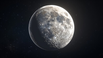 Realistic light moon on the night sky - obrazy, fototapety, plakaty