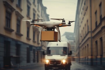 Smart package Drone Delivery uam. Box shipping commercial drone delivery parcel parcel delivery reliability transportation. Logistic tech delivery drone mobility parcel delivery trials