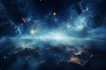 Night sky with stars and nebula as background. Elements of this image furnished by NASA
