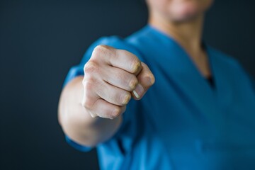 Taking care of nursing facility patients with fist pumps - obrazy, fototapety, plakaty