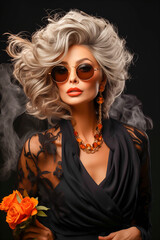 Fashionable blonde in a glamour silk blouse and elegance  jewelry. Studio shot. © zebronit