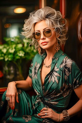Fashionable blonde in a glamour silk blouse and elegance  jewelry. Studio shot. © zebronit