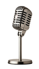 Retro microphone, isolated on white.  Transparent PNG
