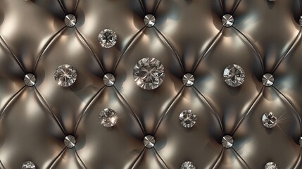 An elegant diamond pattern enhanced with realistic crystal accents, shimmering subtly against a neutral background for a luxurious wallpaper. 8k
