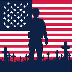 The design features a silhouette of a soldier saluting against the backdrop