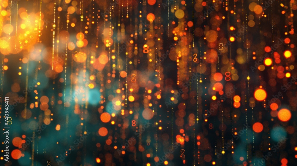 Poster an image of digital rain with symbols and numbers cascading down a transparent surface, inspired by 