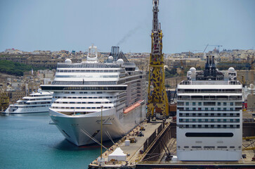 Modern cruise ship cruiseship liner maintenance repair modernization refurbishment overhaul dry...