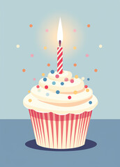cupcake with candles vector, in the style of confetti-like dots сreated with Generative Ai