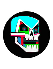 Skull icon graffiti style. Colorful abstract background