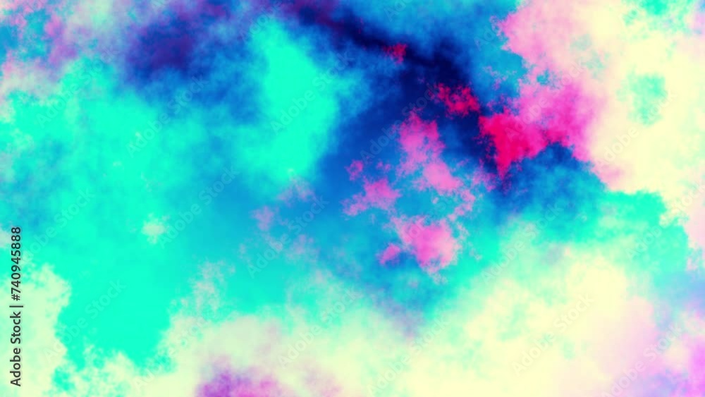 Fototapete Seamless abstract psychedelic wavy background for loop playback. 4k video. Cloudy nebula background. Natural retro colors.