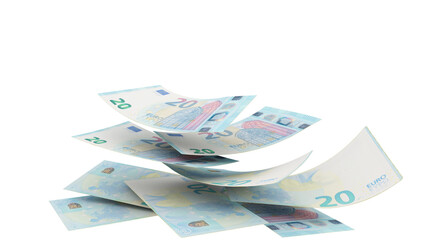 euro euros money 20 falling flying payments - 3d rendering