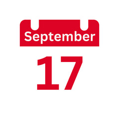 September 17 Calendar Day or Calendar Date for Deadlines / Appointment On a clear transparent background