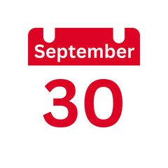 September 30 Calendar Day or Calendar Date for Deadlines / Appointment On a clear transparent background