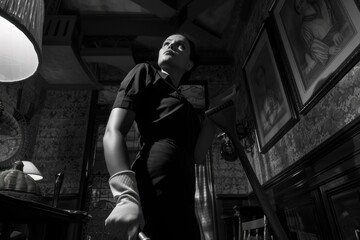 Celebrating labor day: powerful black and white image capturing the versatility of woman at work, showcasing their strength, dedication, and contributions across diverse professions and industries