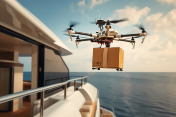 Smart package Drone Delivery order fulfillment drone logistic. Box shipping tablet box parcel mobile gaming transportation. Logistic tech urban drone transportation mobility electric cars