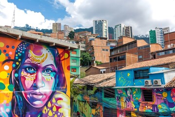 Urban Renaissance with Colorful Street Art Mural Vibrant Cultural Essence
