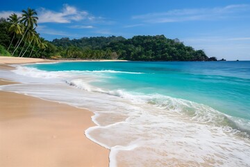 Idyllic Tropical Beach Paradise with Crystal Clear Turquoise Waters and Pristine White Sands