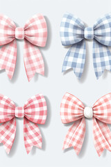 graphic label set ,Gingham label with a charming bow illustration for added femininity сreated with Generative Ai
