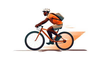 black man riding bycicle vector flat isolated illustration - obrazy, fototapety, plakaty