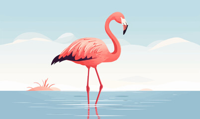 flamingo vector flat minimalistic isolated vector style illustration