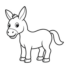 Vector cartoon donkey coloring page for kids.