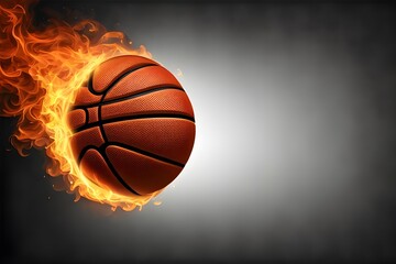 Ignited Action: Basketball On Fire Against a Dark Background