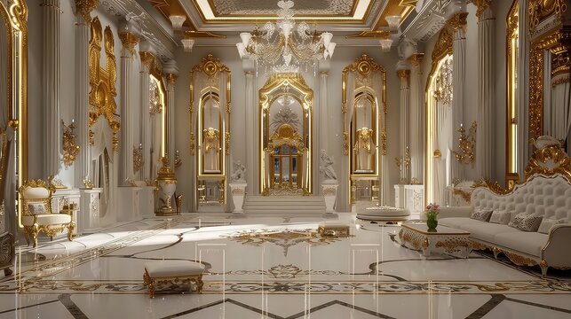 Royal palace interior design , luxurious and splendid interior