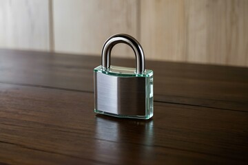 Fototapeta premium Glass and steel plated lock symbolizing poor security concepts