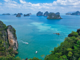 Panoramic view to Phang Nga Bay with beautiful scenery from Hong Island 360° viewpoint,  best...
