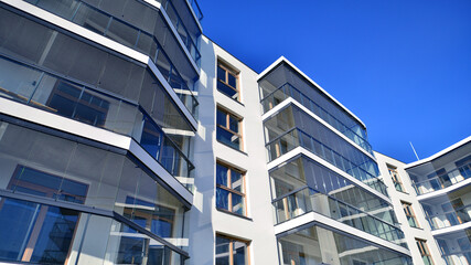Modern architecture of urban residential apartment building. Apartment building exterior,...