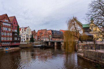 Obraz premium Panoramic view of the architecture of the old town of Lüneburg in Germany.