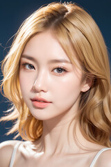 Fototapeta premium Gorgeous Asian Young Female Model - Fashion or Cosmetics Model - Surreal Beauty with Perfect Fine Features - Beautiful Smooth Hair