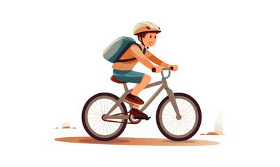 Fototapeta premium kid boy riding bicycle vector flat minimalistic isolated illustration