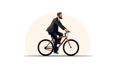 black man riding bycicle vector flat isolated illustration