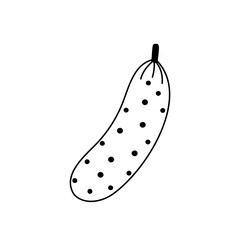 Black and white cucumber line icon. Vector illustration