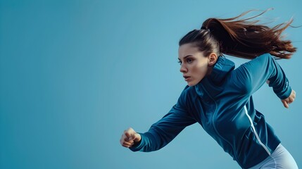 Women Runner in Blue Intense and Empowered