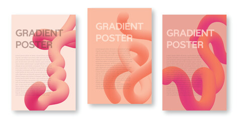  gradient 3d line abstract poster template, ribbon poster web banner design vector illustration 