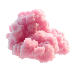 Pink cloud isolated on transparent or white background, png