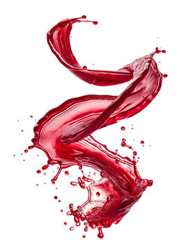 Berry juice swirl splash isolated on transparent or white background, png
