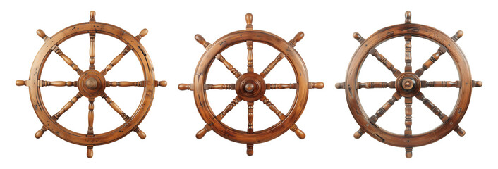 Ship boat steering wheels isolated on transparent or white background, png