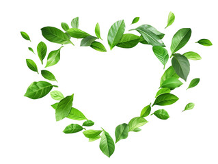 Heart made of leafs isolated on transparent background